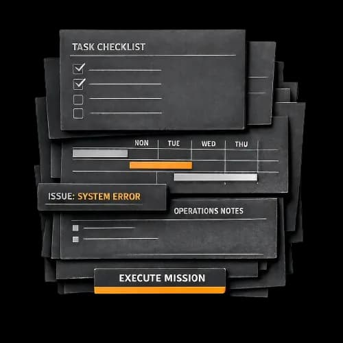 Mission control board representing gym operations workflows