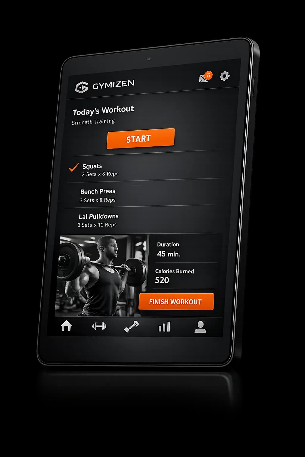 Gymizen tablet interface ready to start a rollout