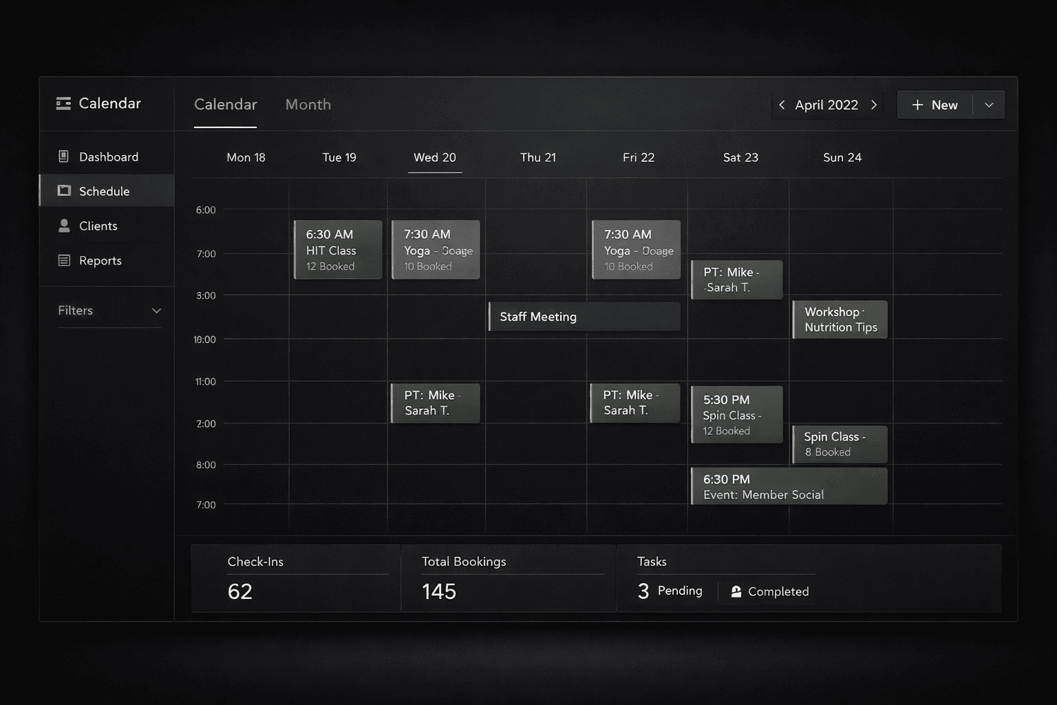 Calendar interface preview
