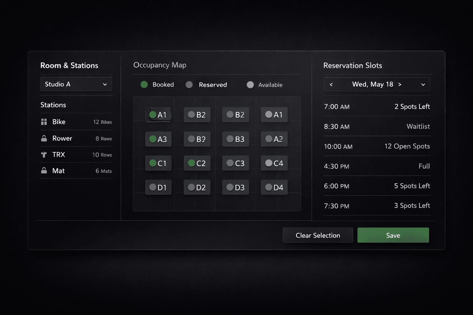 Room & Spot Scheduling interface preview