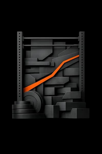 Abstract CrossFit system board with rig-inspired structure and an orange load path