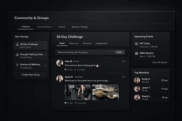Community & Groups interface preview