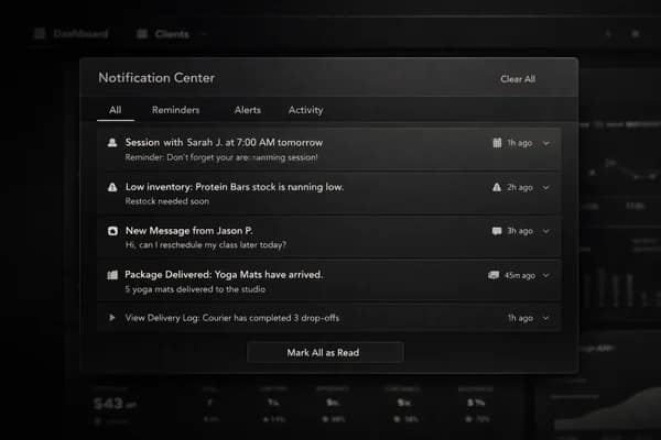 Notifications interface preview