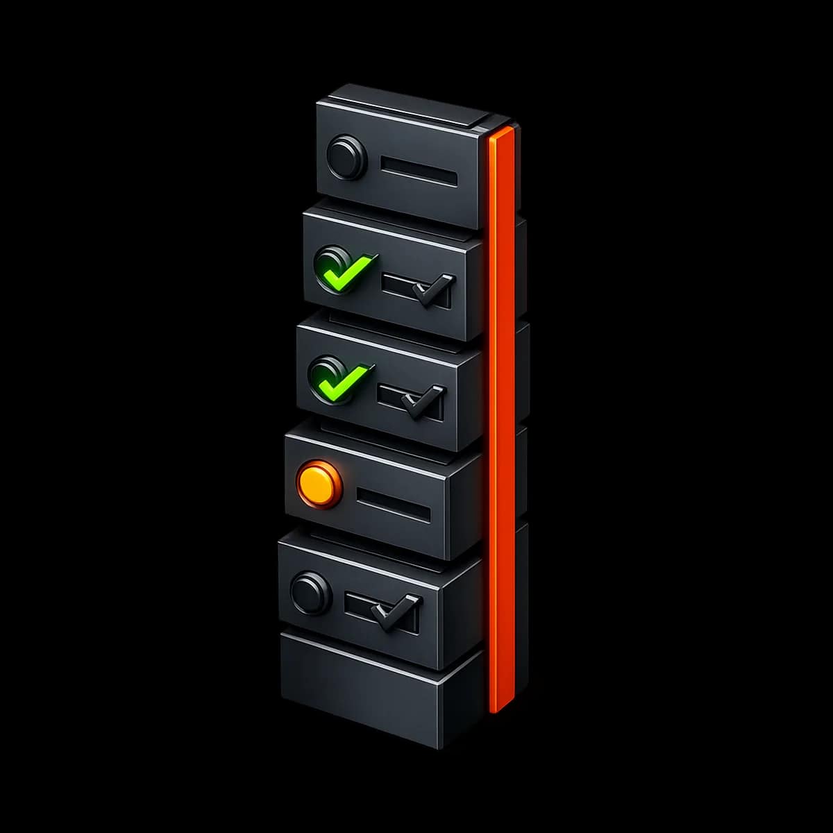 A stepped ladder made of dark graphite blocks with a single Gymizen-orange path running up the steps, representing a clear progression of membership plans.