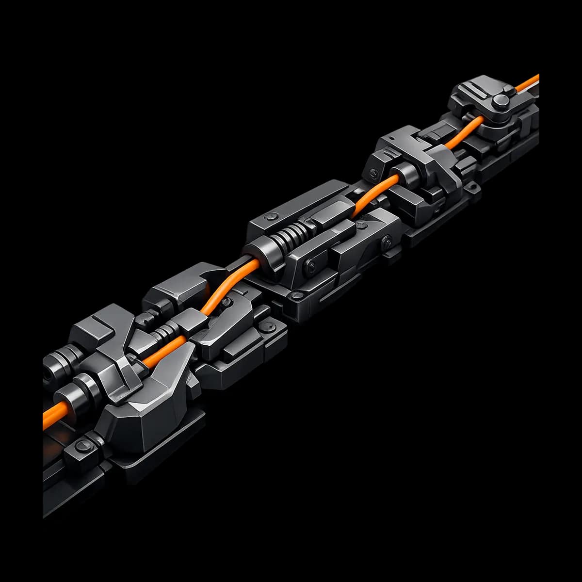 A mechanical gate-like latch partially engaged, representing controlled plan changes and approval guardrails