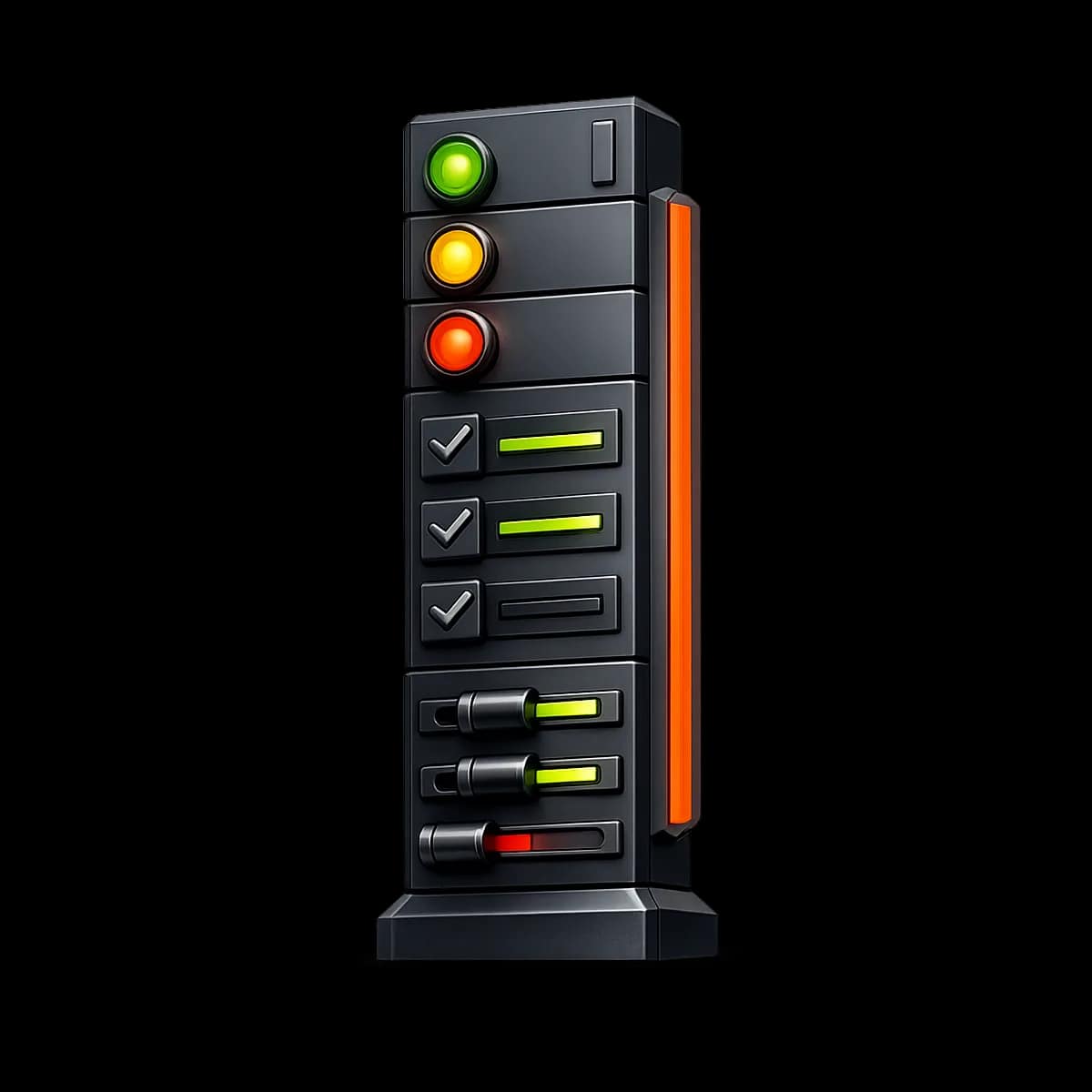 A 3D capacity gauge with an orange indicator showing a safe utilization zone