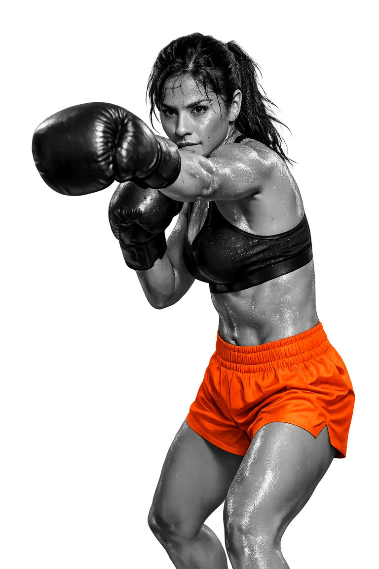 Athlete pushing through a boxing workout